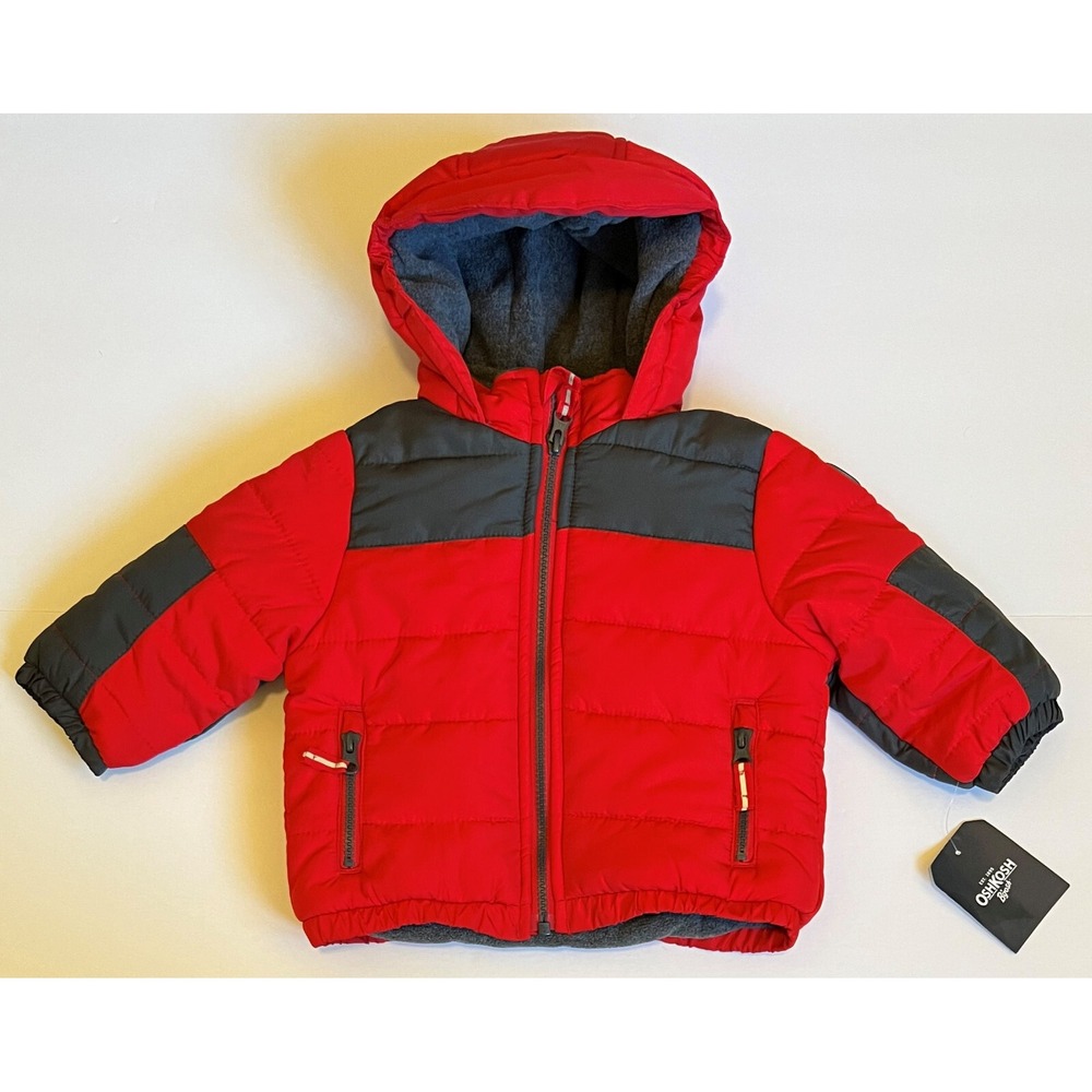 NEW - OSHKOSH B'GOSH - Red Lined Coat Jacket - Baby 12 Months - Picture 1 of 7